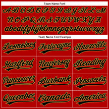 Load image into Gallery viewer, Custom Red Black Pinstripe Old Gold Authentic Baseball Jersey