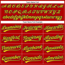 Load image into Gallery viewer, Custom Red Yellow Pinstripe Navy Authentic Baseball Jersey