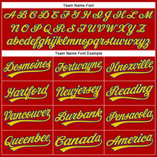 Load image into Gallery viewer, Custom Red Yellow Pinstripe Royal Authentic Baseball Jersey