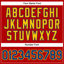 Load image into Gallery viewer, Custom Red Yellow Pinstripe Royal Authentic Baseball Jersey