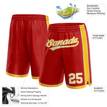 Load image into Gallery viewer, Custom Red White-Yellow Authentic Basketball Shorts