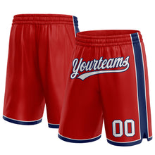 Load image into Gallery viewer, Custom Red White-Navy Authentic Basketball Shorts
