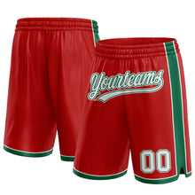 Load image into Gallery viewer, Custom Red White-Kelly Green Authentic Basketball Shorts