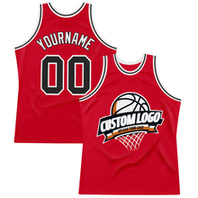 Load image into Gallery viewer, Custom Red Black-White Authentic Throwback Basketball Jersey