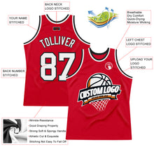 Load image into Gallery viewer, Custom Red White-Black Authentic Throwback Basketball Jersey