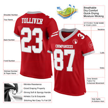 Load image into Gallery viewer, Custom Red White-Gray Mesh Authentic Football Jersey