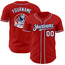 Load image into Gallery viewer, Custom Red White-Navy Authentic Baseball Jersey