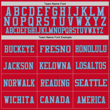 Load image into Gallery viewer, Custom Red Light Blue-Steel Gray Mesh Authentic Football Jersey