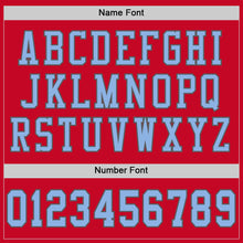 Load image into Gallery viewer, Custom Red Light Blue-Steel Gray Mesh Authentic Football Jersey