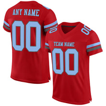 Load image into Gallery viewer, Custom Red Light Blue-Steel Gray Mesh Authentic Football Jersey