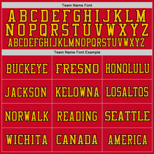 Load image into Gallery viewer, Custom Red Gold-Black Mesh Authentic Football Jersey