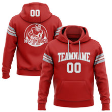 Load image into Gallery viewer, Custom Stitched Red White-Gray Football Pullover Sweatshirt Hoodie