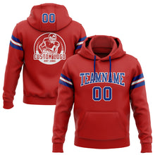 Load image into Gallery viewer, Custom Stitched Red Royal-White Football Pullover Sweatshirt Hoodie