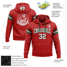 Load image into Gallery viewer, Custom Stitched Red White-Kelly Green Football Pullover Sweatshirt Hoodie