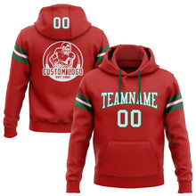 Load image into Gallery viewer, Custom Stitched Red White-Kelly Green Football Pullover Sweatshirt Hoodie