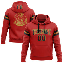 Load image into Gallery viewer, Custom Stitched Red Black-Old Gold Football Pullover Sweatshirt Hoodie