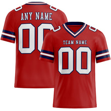Load image into Gallery viewer, Custom Red White-Navy Authentic Football Jersey