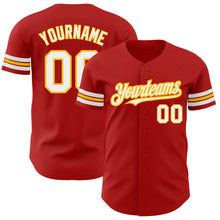 Load image into Gallery viewer, Custom Red White-Gold Authentic Baseball Jersey