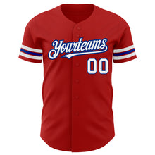 Load image into Gallery viewer, Custom Red White-Royal Authentic Baseball Jersey