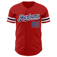 Load image into Gallery viewer, Custom Red Navy-White Authentic Baseball Jersey