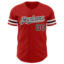 Load image into Gallery viewer, Custom Red Black-White Authentic Baseball Jersey