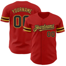Load image into Gallery viewer, Custom Red Black-Old Gold Authentic Baseball Jersey