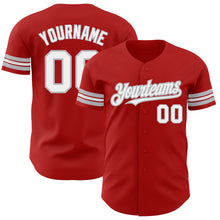 Load image into Gallery viewer, Custom Red White-Gray Authentic Baseball Jersey