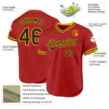 Load image into Gallery viewer, Custom Red Black-Gold Authentic Throwback Baseball Jersey