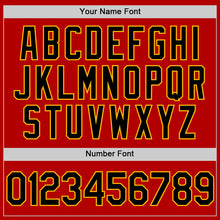 Load image into Gallery viewer, Custom Red Black-Gold Authentic Throwback Baseball Jersey