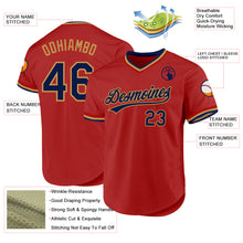 Load image into Gallery viewer, Custom Red Navy-Old Gold Authentic Throwback Baseball Jersey