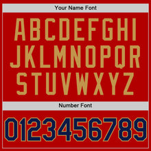 Load image into Gallery viewer, Custom Red Navy-Old Gold Authentic Throwback Baseball Jersey