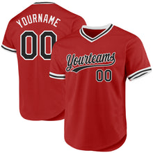 Load image into Gallery viewer, Custom Red Black-White Authentic Throwback Baseball Jersey