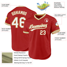 Load image into Gallery viewer, Custom Red White-Old Gold Authentic Throwback Baseball Jersey
