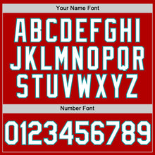 Load image into Gallery viewer, Custom Red White-Teal Authentic Throwback Baseball Jersey