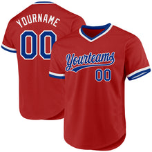 Load image into Gallery viewer, Custom Red Royal-White Authentic Throwback Baseball Jersey
