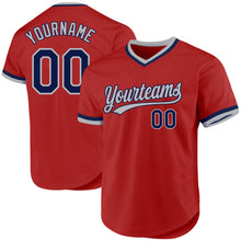 Load image into Gallery viewer, Custom Red Navy-Gray Authentic Throwback Baseball Jersey