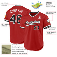 Load image into Gallery viewer, Custom Red Black-White Authentic Throwback Baseball Jersey