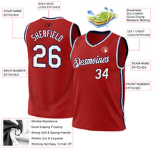 Load image into Gallery viewer, Custom Red White-Navy Authentic Throwback Basketball Jersey