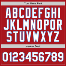 Load image into Gallery viewer, Custom Red White-Light Blue Authentic Throwback Basketball Jersey