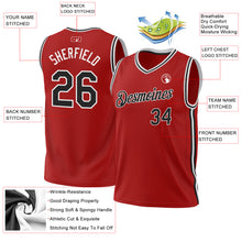 Load image into Gallery viewer, Custom Red Black-White Authentic Throwback Basketball Jersey