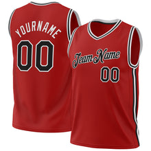 Load image into Gallery viewer, Custom Red Black-White Authentic Throwback Basketball Jersey