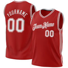 Load image into Gallery viewer, Custom Red White Authentic Throwback Basketball Jersey