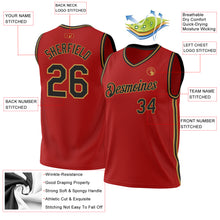 Load image into Gallery viewer, Custom Red Black-Old Gold Authentic Throwback Basketball Jersey