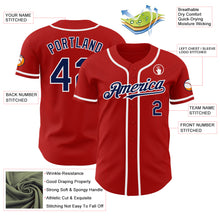 Load image into Gallery viewer, Custom Red Navy-White Authentic Baseball Jersey