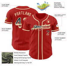Load image into Gallery viewer, Custom Red Cream Pinstripe Vintage USA Flag Authentic Baseball Jersey
