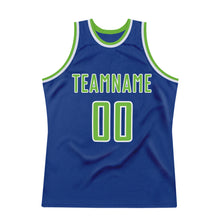 Load image into Gallery viewer, Custom Royal Neon Green-White Authentic Throwback Basketball Jersey