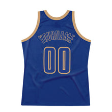 Load image into Gallery viewer, Custom Royal Royal-Old Gold Authentic Throwback Basketball Jersey
