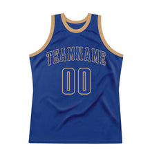 Load image into Gallery viewer, Custom Royal Royal-Old Gold Authentic Throwback Basketball Jersey