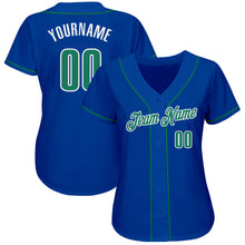 Load image into Gallery viewer, Custom Royal Kelly Green-White Authentic Baseball Jersey