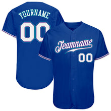 Load image into Gallery viewer, Custom Royal White-Teal Authentic Baseball Jersey